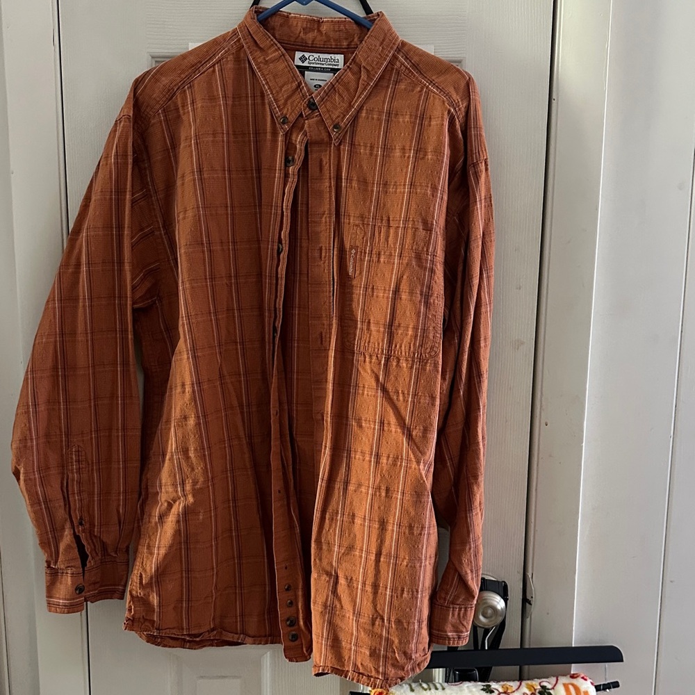 Columbia Rust Plaid Long Sleeve Shirt